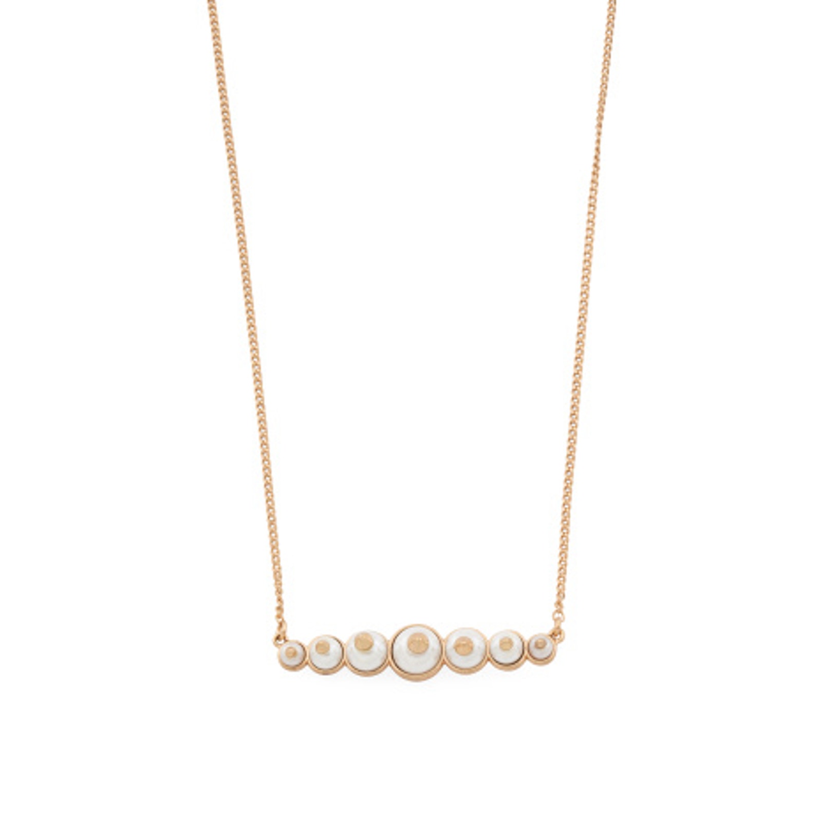 All Saints Gold Tone Pearl Stud Bar Pendant Necklace